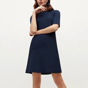 M.M. LaFleur Emily Sheath Dress Galaxy Blue Size 10 Short Sleeve Workwear